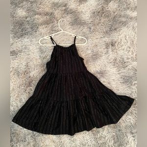 Old Navy Girl’s Spaghetti Strap Ruffled Dress with Liner Black/Silver 5T